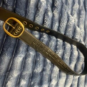 Coach wide black leather belt small